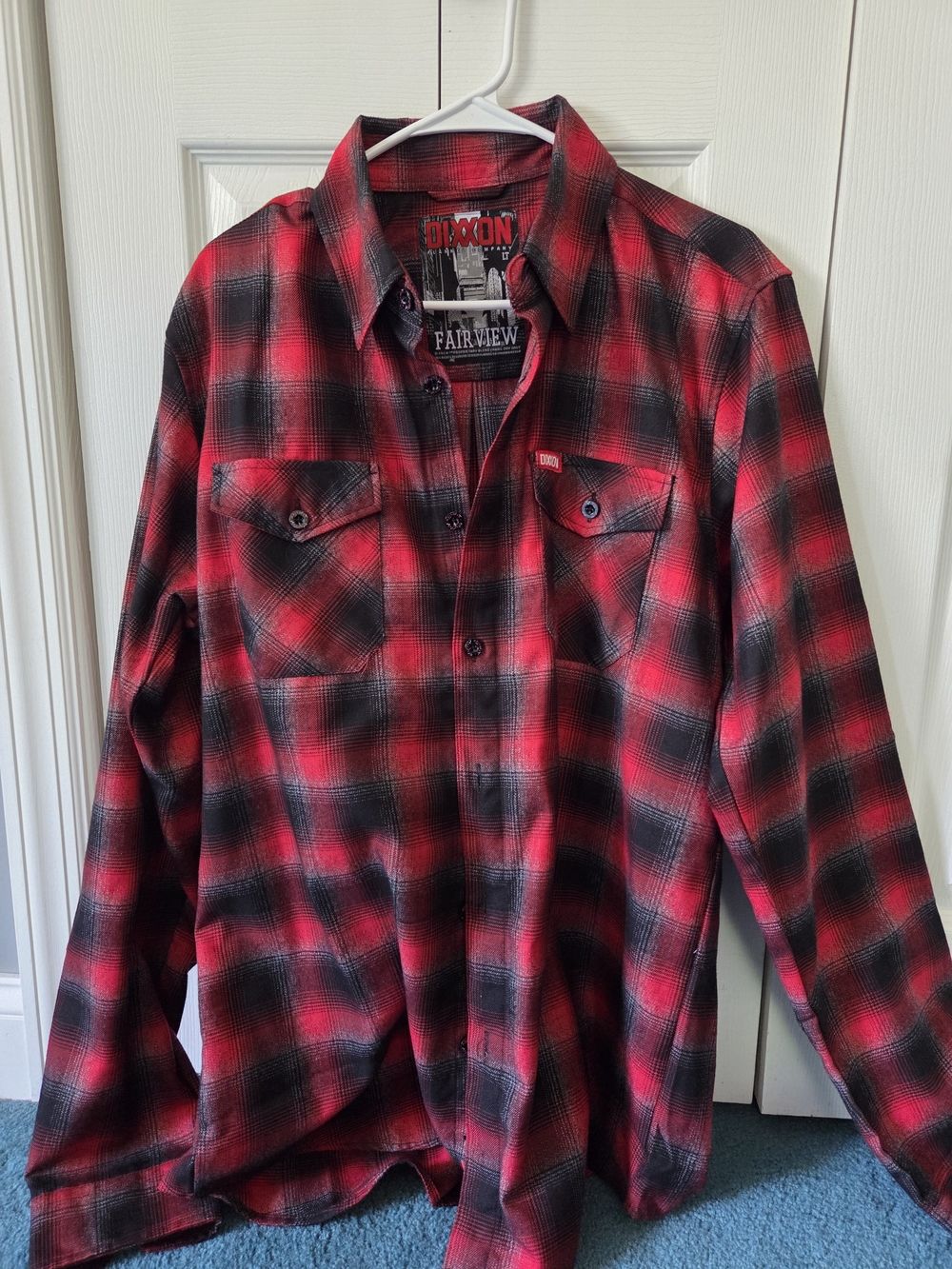 DIXXON Fairview Red and Black Plaid Button-Down Shirt Size Large Tall